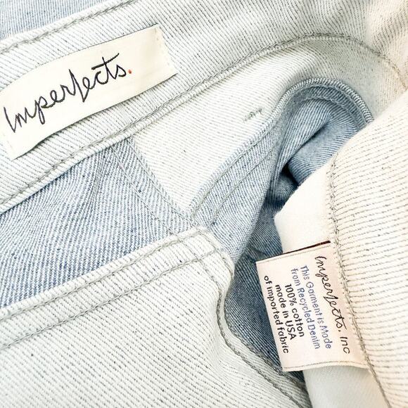 Imperfects Two Toned Light Wash Denim Jeans Wide Leg Style Size 24 - Picture 4 of 11